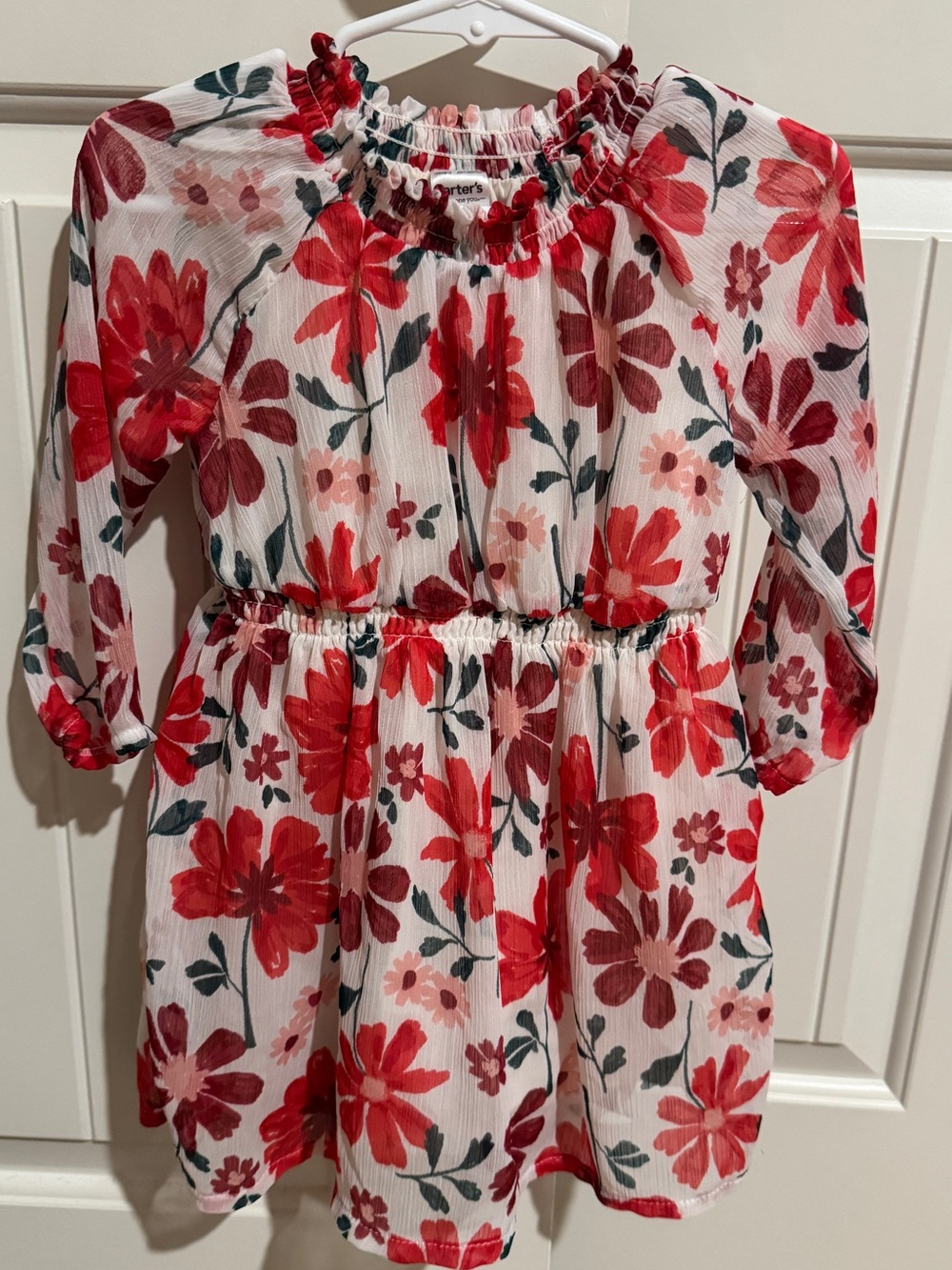 Carter's White Dress with Red Floral Print